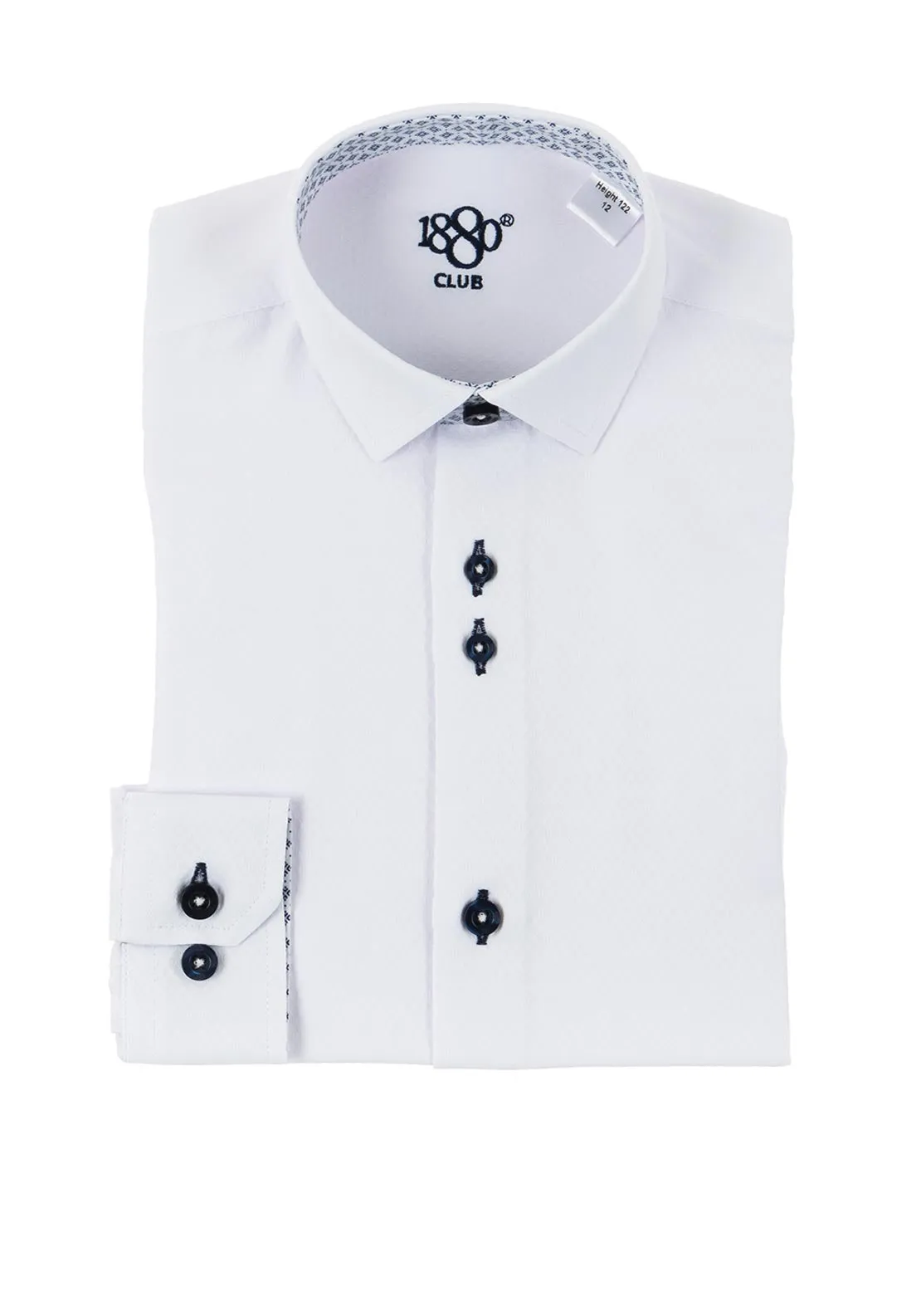 1880 Club Boys Cadiz Newton Diamond Print Shirt, White Navy