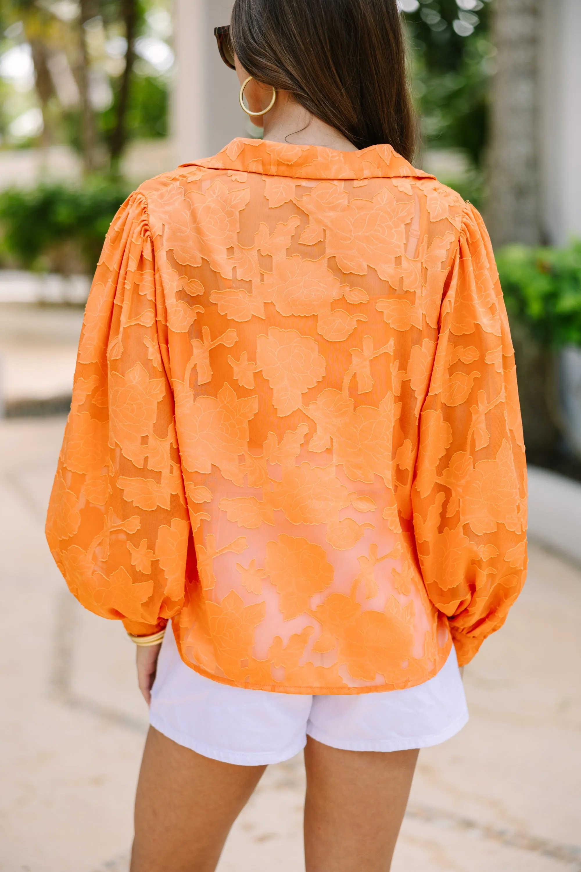 All In The Details Orange Textured Blouse