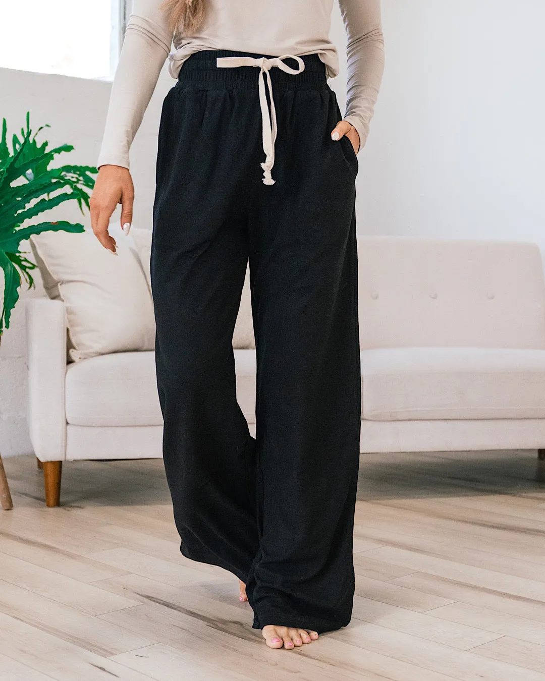 Ampersand Ave Performance Fleece Wide Leg Comfy Pants - Poppy Seed