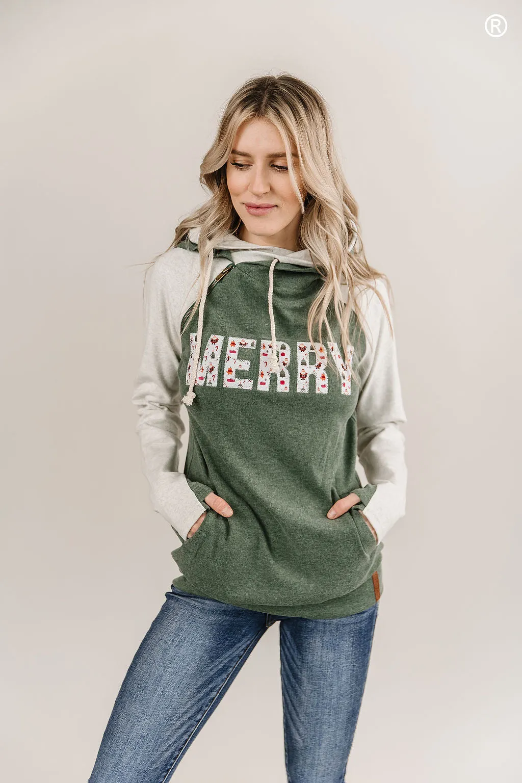 Ampersand Avenue - Doublehood Sweatshirt - Happy Santa