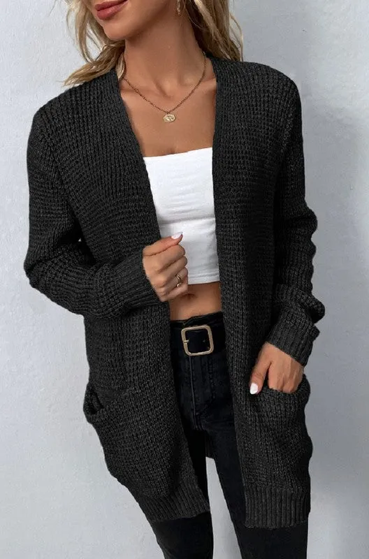 Bella waffle sweater cardigan