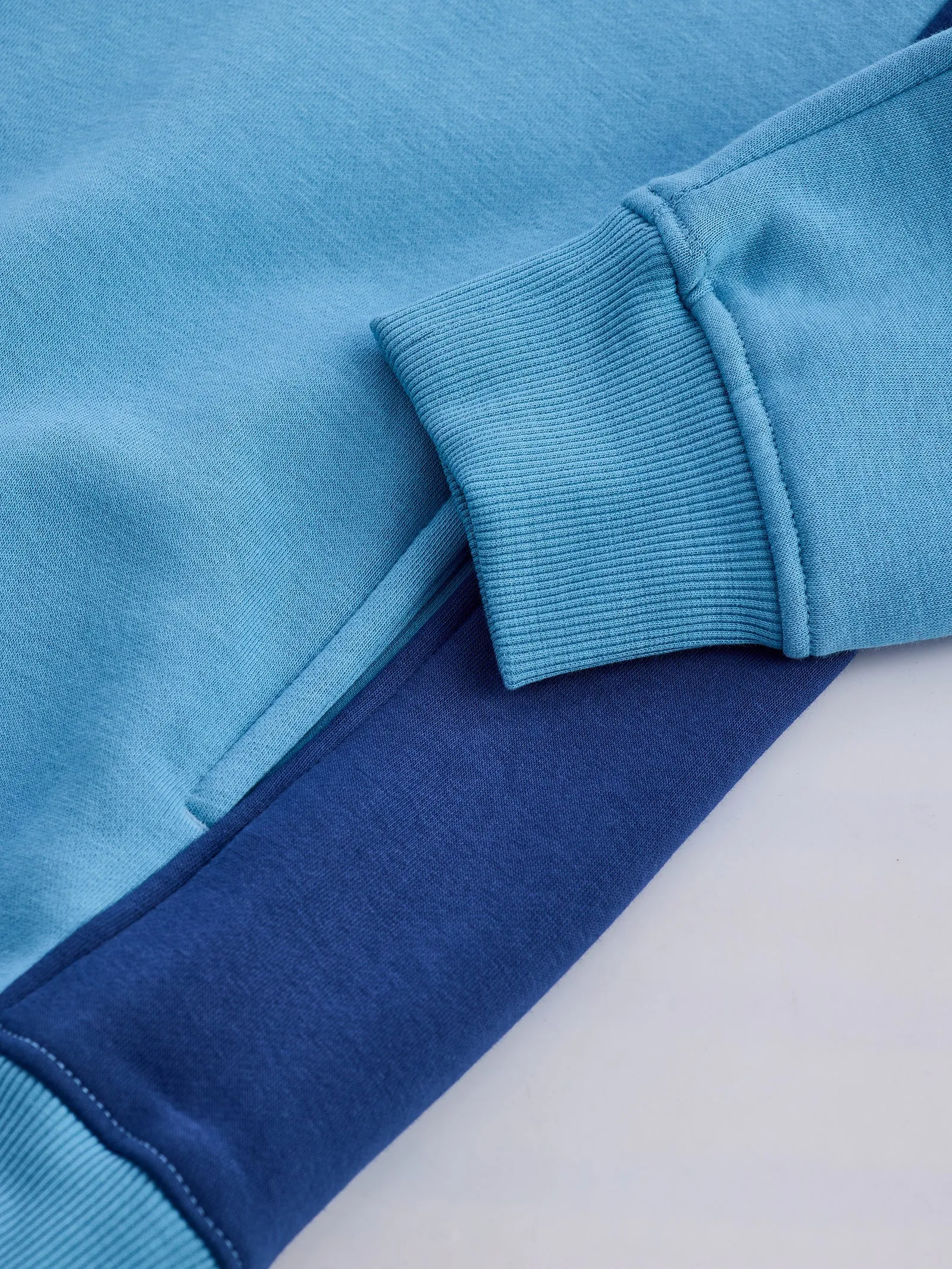 Blue Solid Hooded Sweatshirt