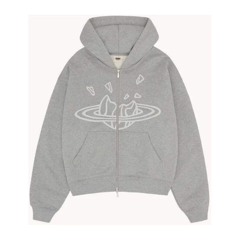 Broken Planet Market Zip Up Hoodie Stone Grey