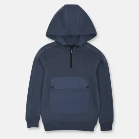 CA Half Zip Blue Fleece Hoodie 11518