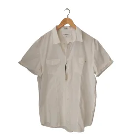 Calvin Klein Men's White Front Pocket Collared Short-sleeves Shirt | Brand New |