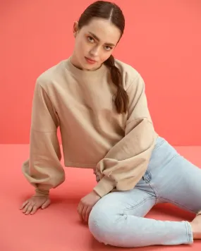 Camel Puff Sleeve Sweater