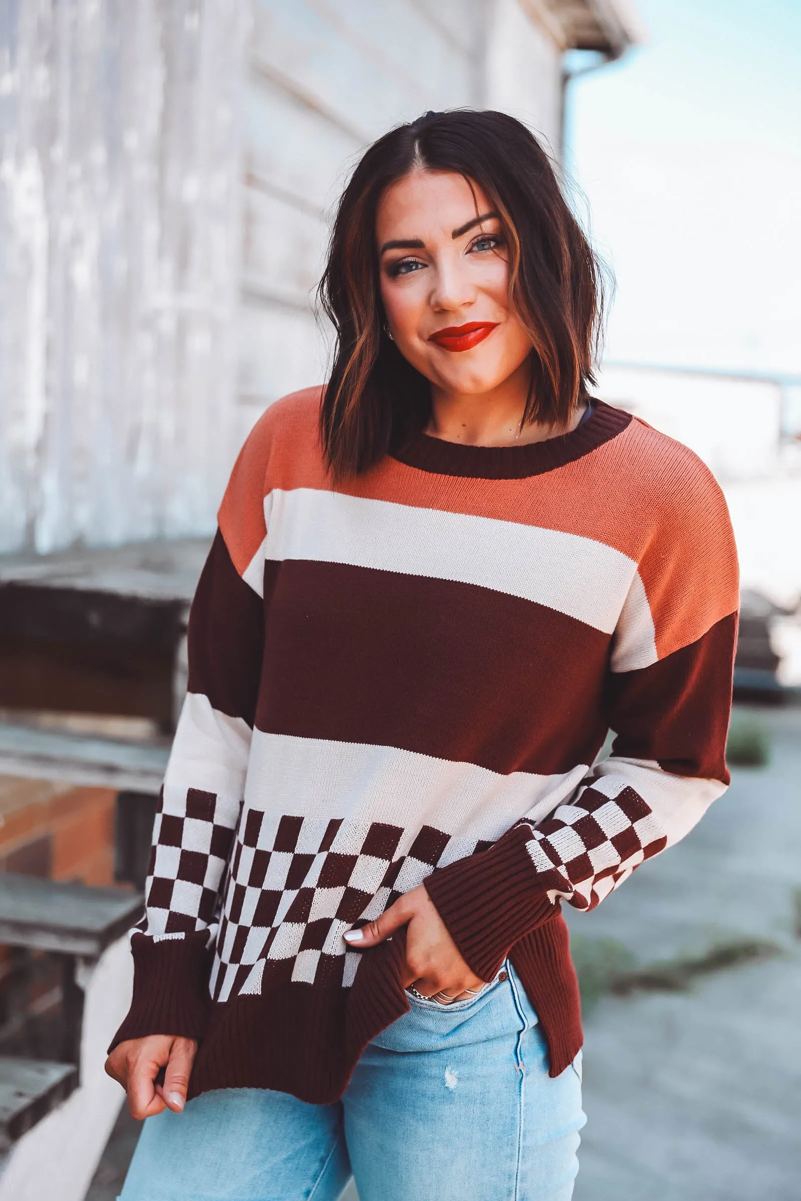 Carissa Sweater-Wine/Rust