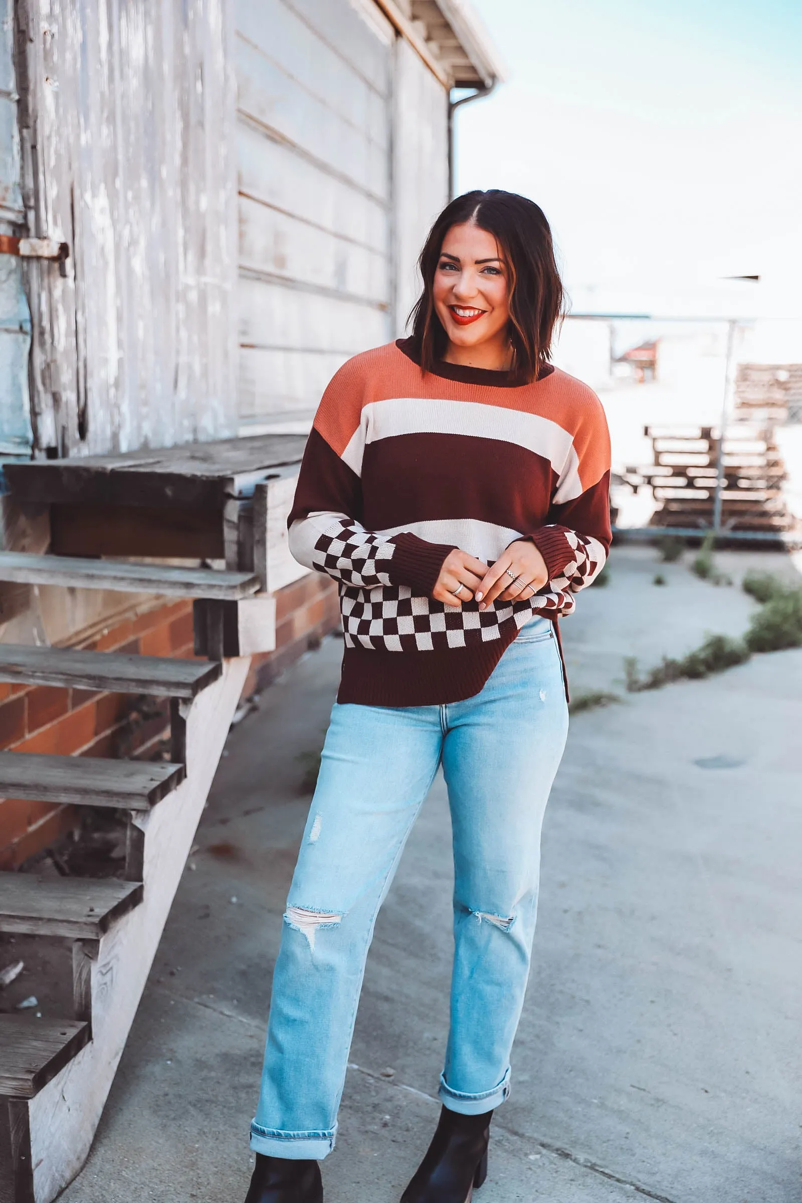 Carissa Sweater-Wine/Rust