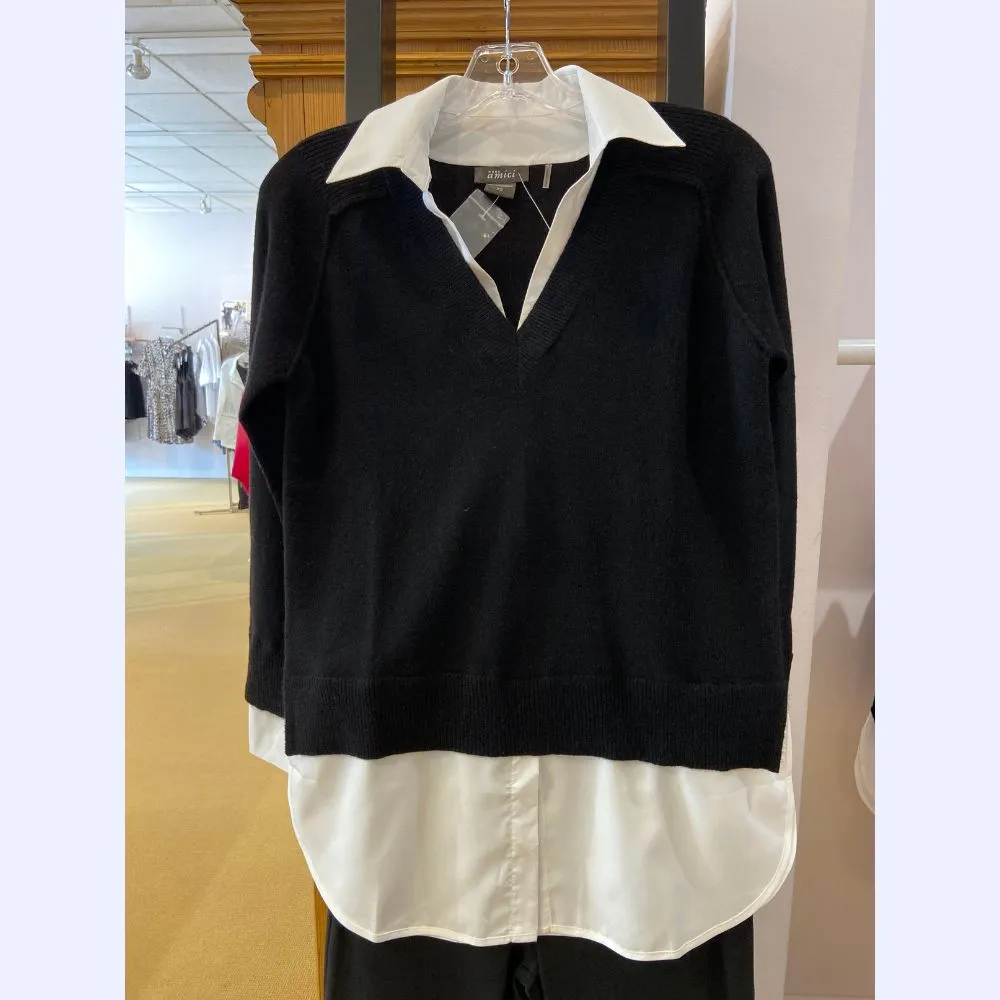 Cashmere V-Neck with Shirt