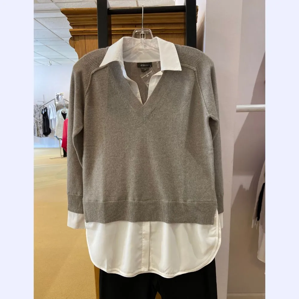 Cashmere V-Neck with Shirt