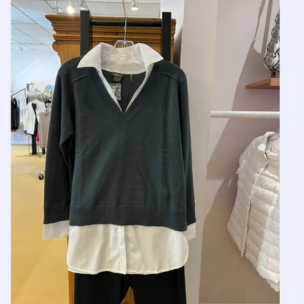 Cashmere V-Neck with Shirt