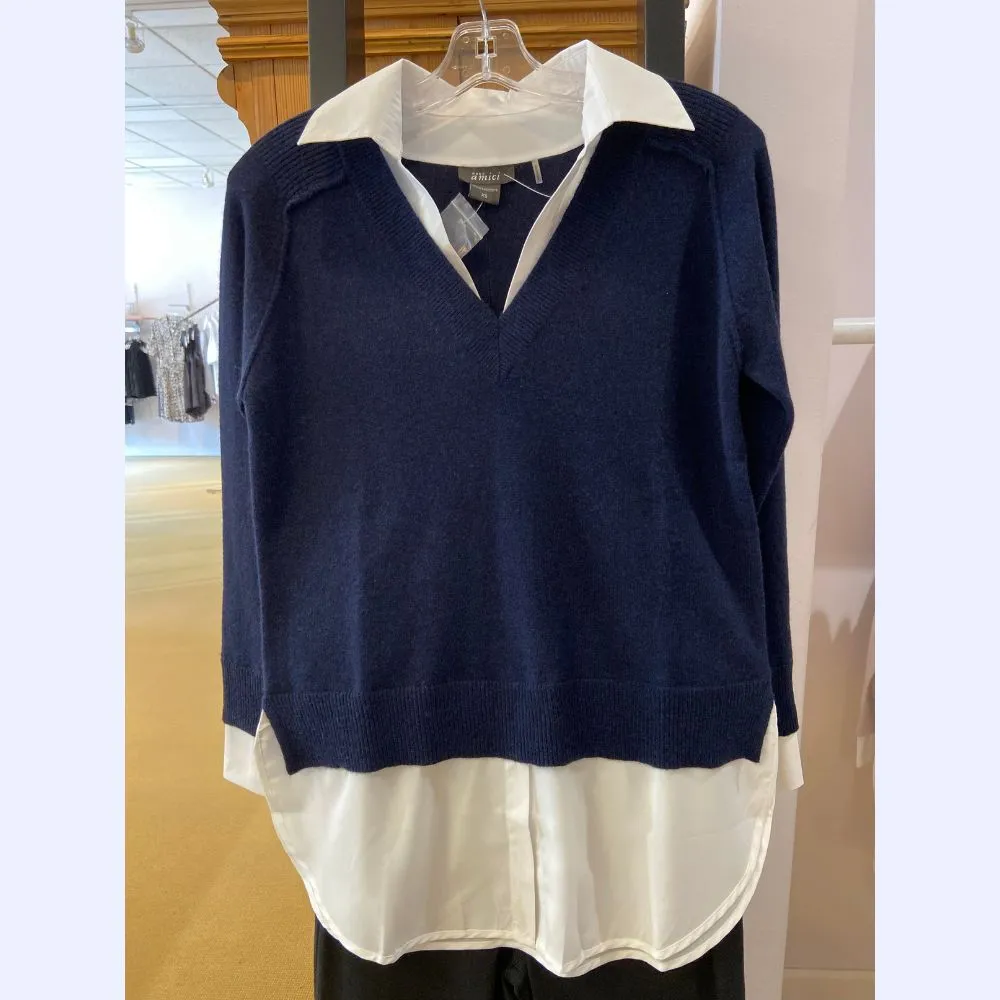 Cashmere V-Neck with Shirt