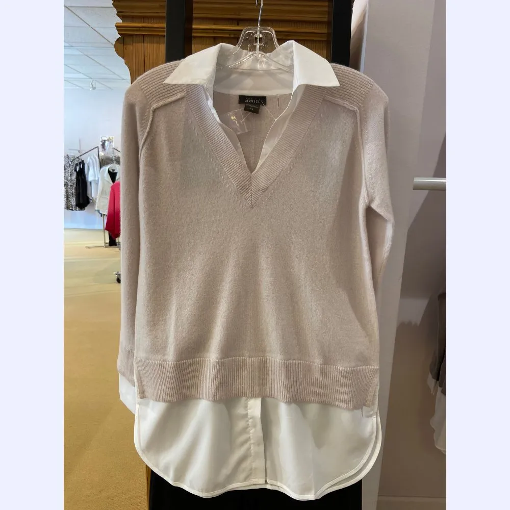 Cashmere V-Neck with Shirt