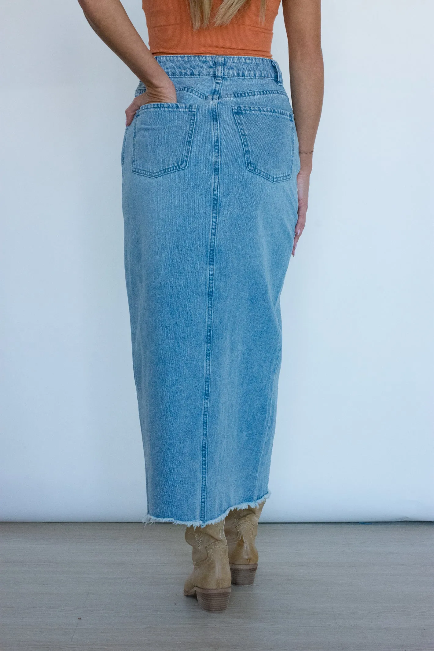 Chasing Dreams Denim Midi Skirt