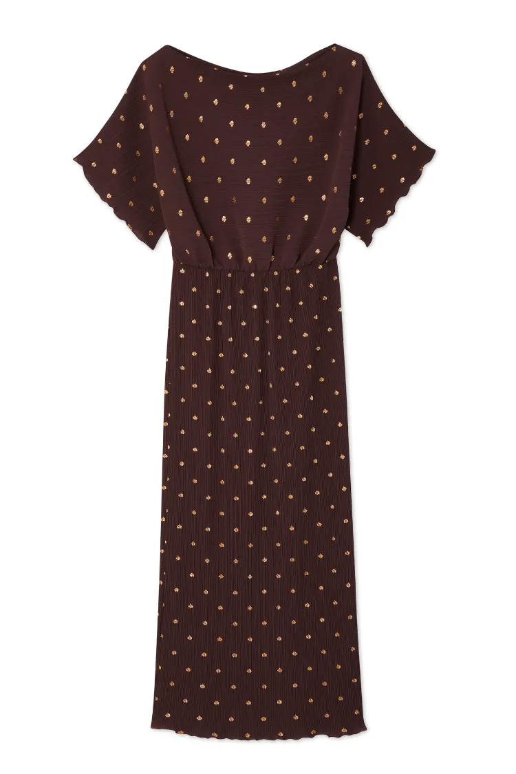 Elegant Chocolate Brown Tilly Dress with Flattering Fit and Stylish Design