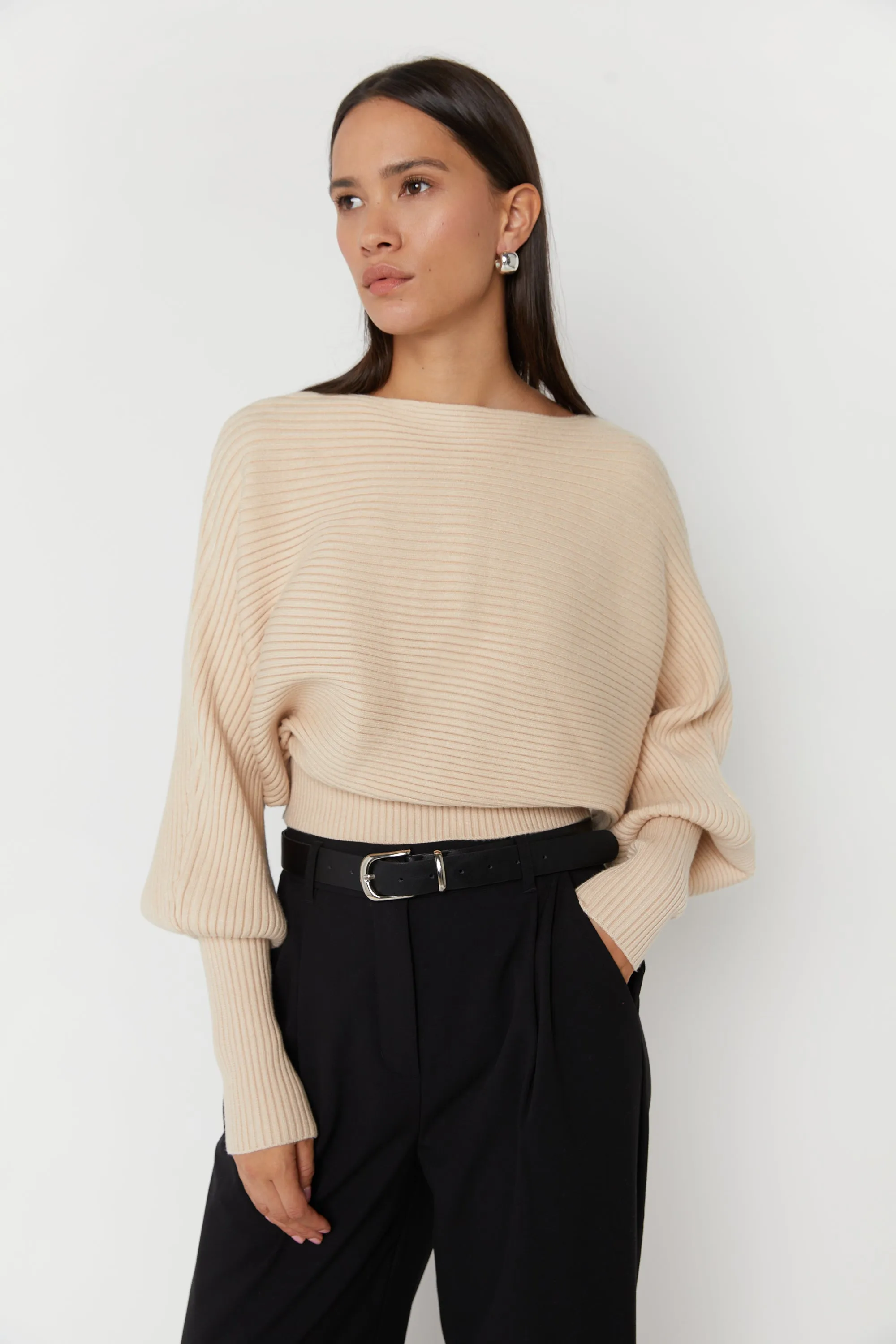 CROPPED RIBBED SWEATER