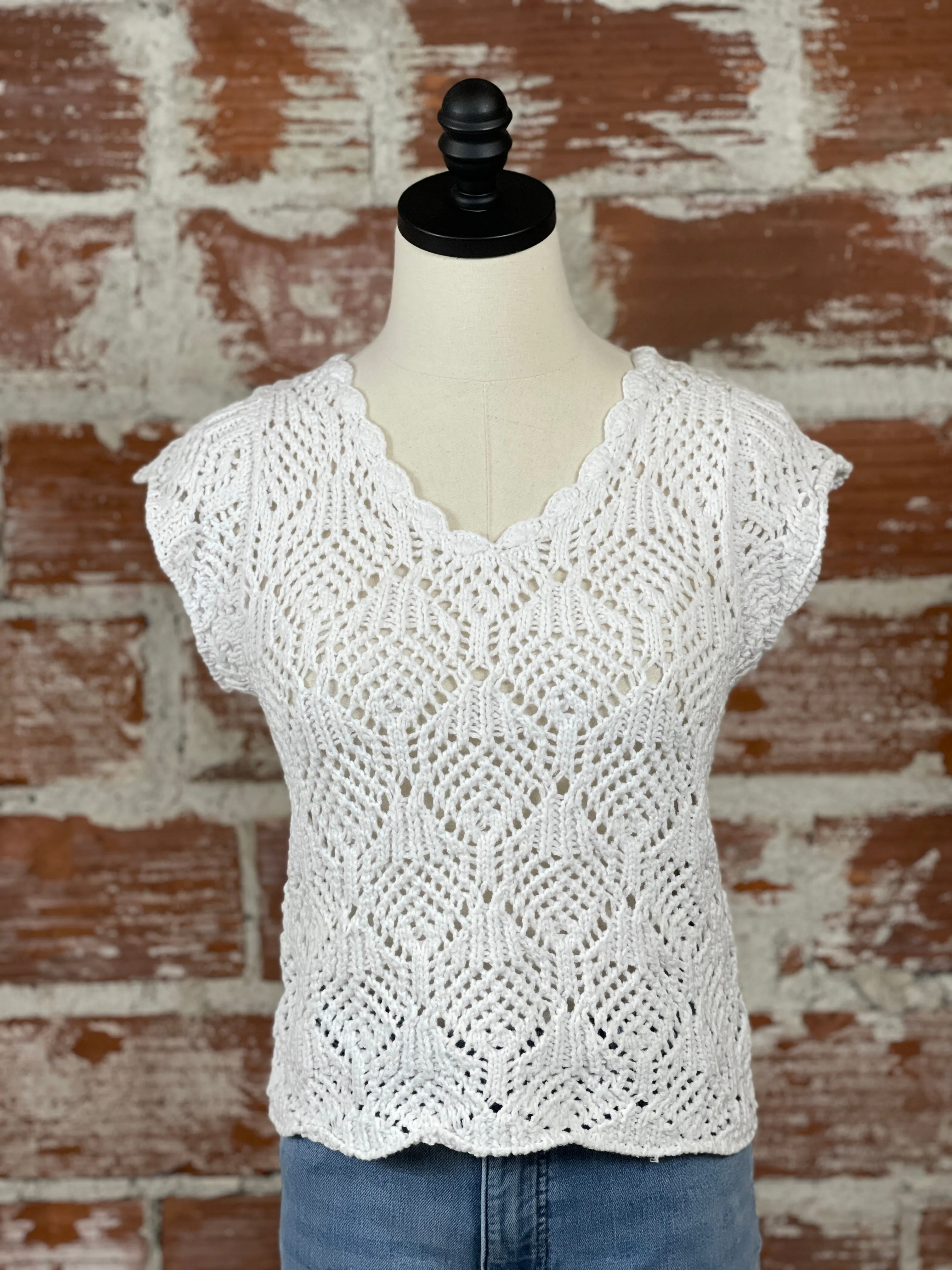 Elan Crochet Top in White