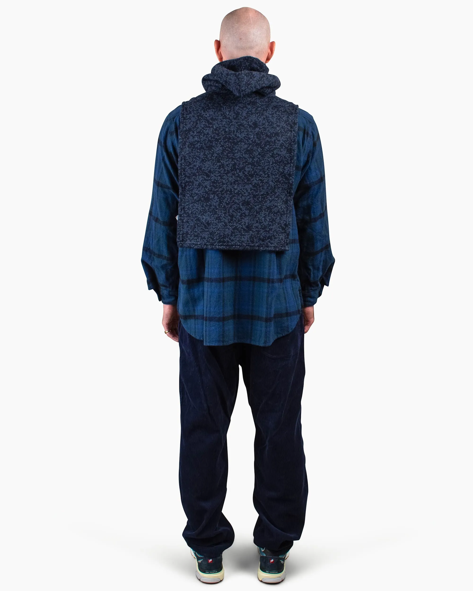 Engineered Garments Hooded Interliner Heather Navy Sweater Knit