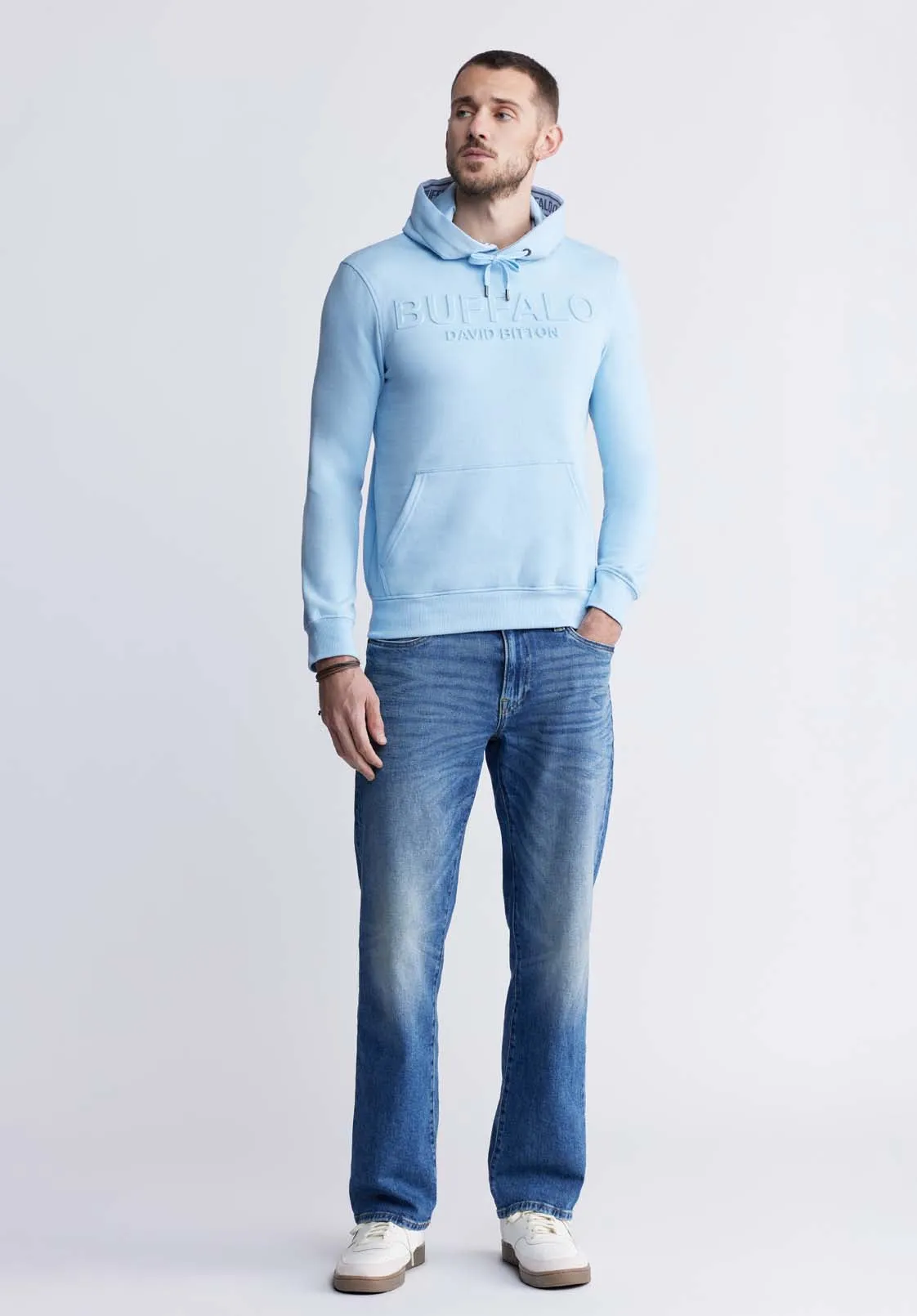 Fadol Men's Fleece Hoodie in Sky Blue - BPM13610V