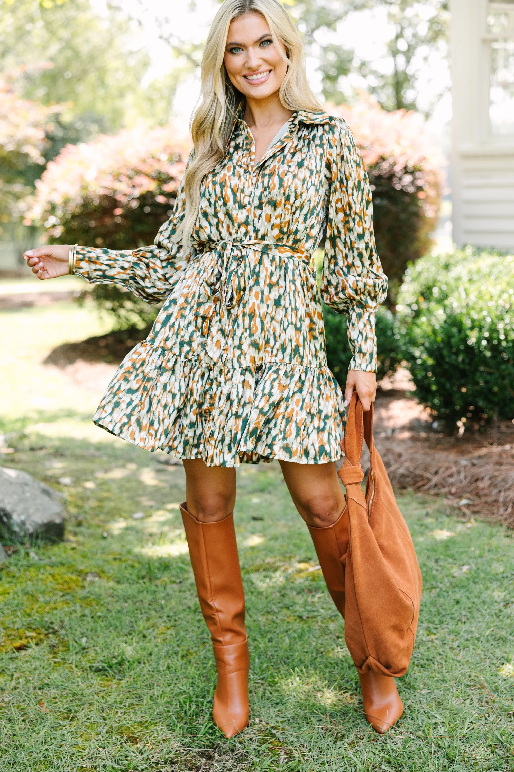 Feel The Same Way Hunter Green Abstract Dress