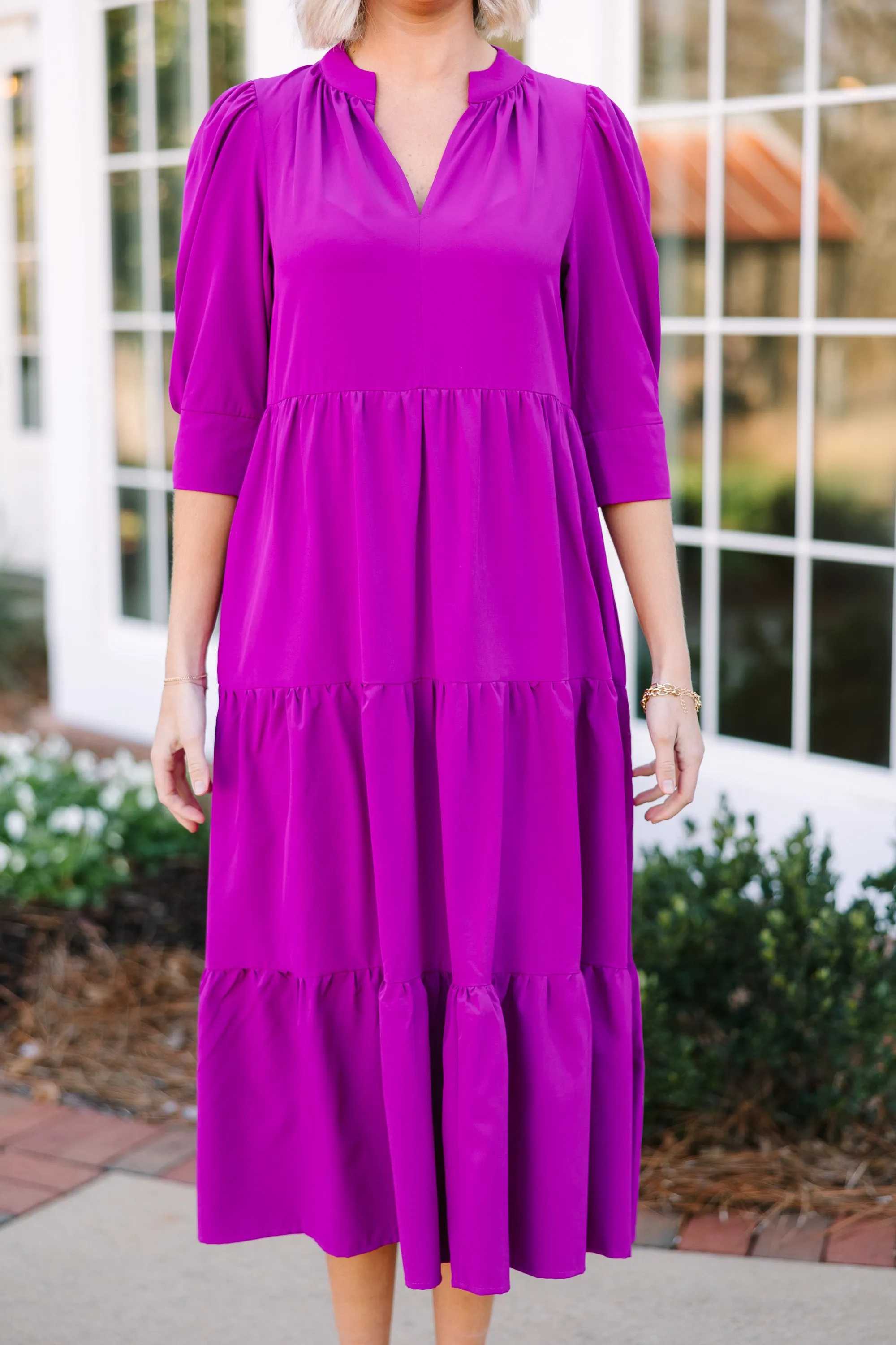 Feeling So Fun Orchid Purple Tiered Midi Dress