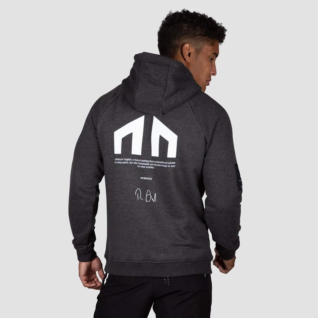 Felpa grigio scuro da uomo con cappuccio Logo Hoodie con grafica posteriore Morotai