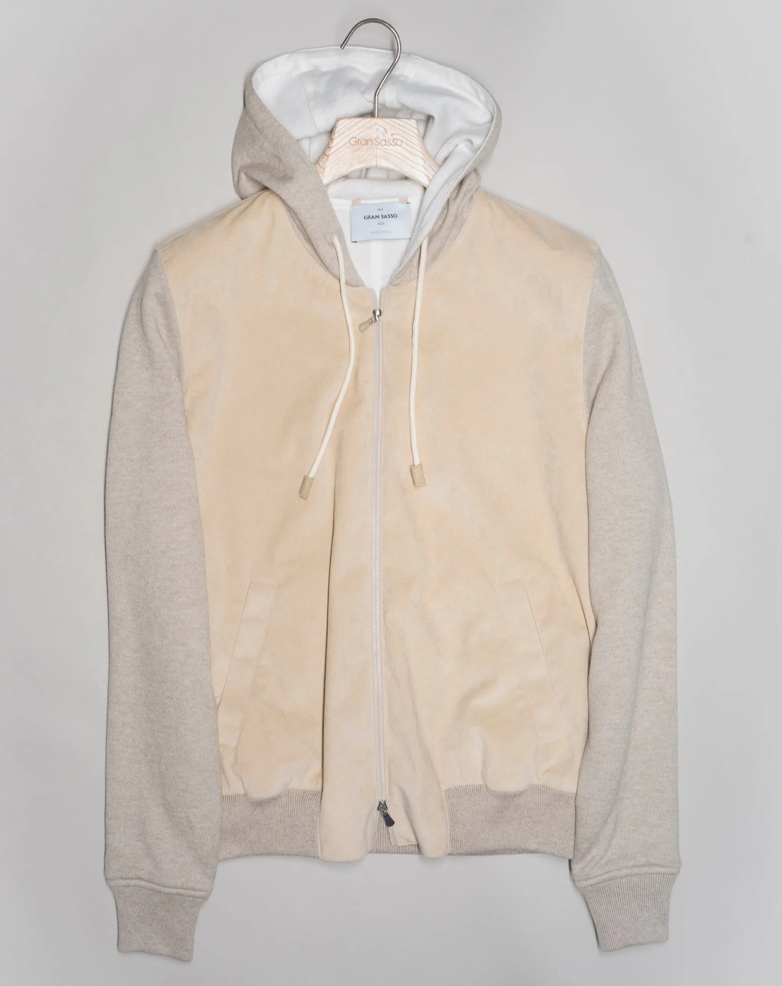 Gran Sasso Alcantara Full-Zip Hoodie / Beige