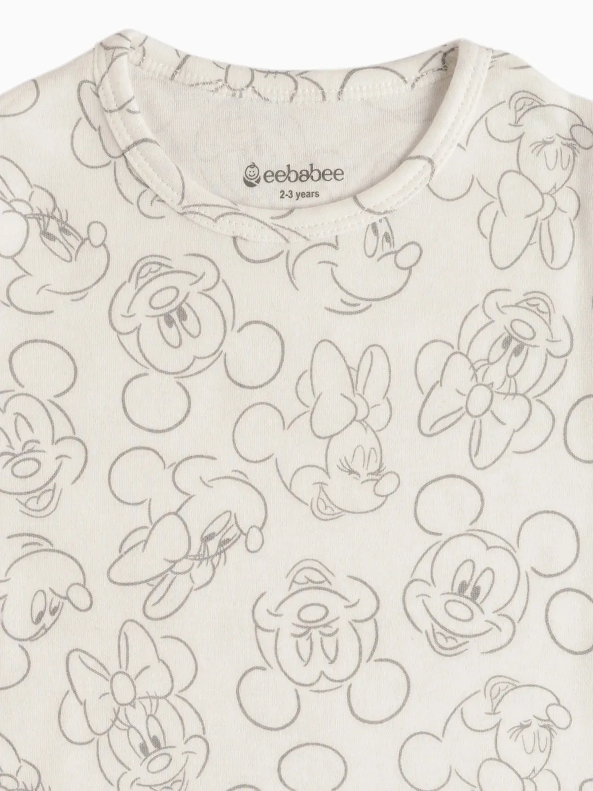 Half sleeve mickey mouse pattern in cream t-shirt & shorts  for baby