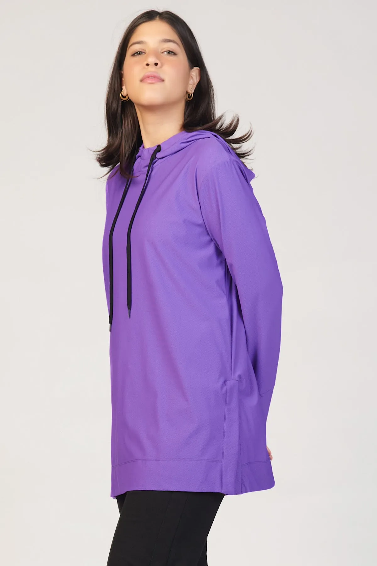 Hooded Classic Active Top - Violet