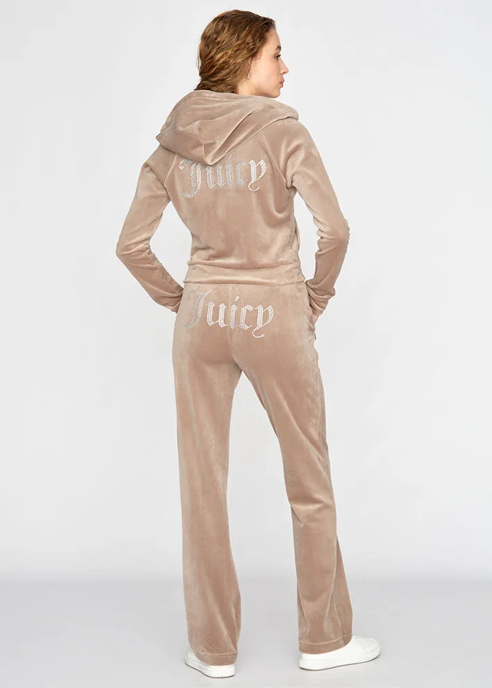 Juicy Couture Madison Diamante Velour Hoodie - Fungi