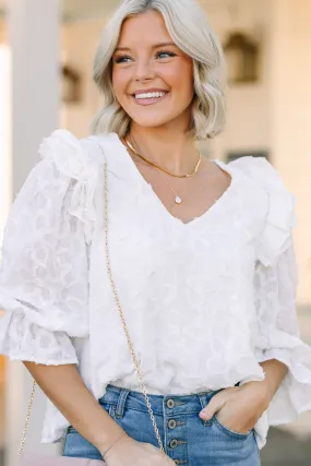 Living On Love Cream Floral Ruffled Blouse