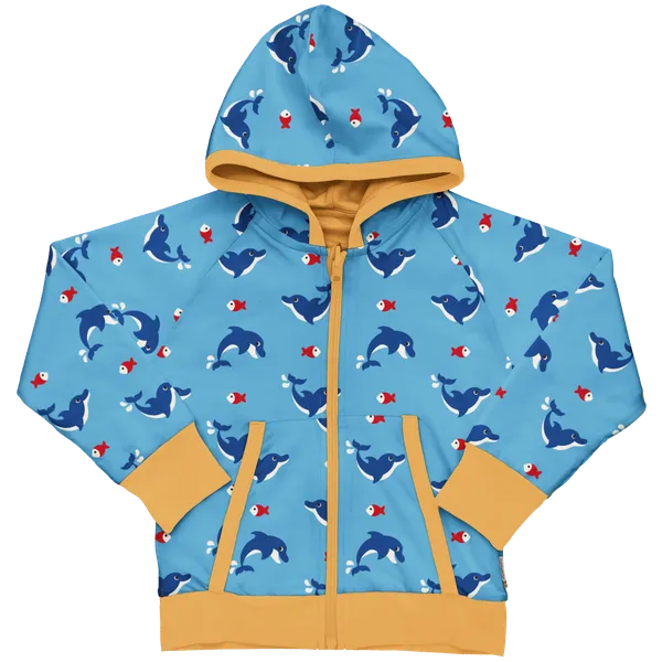 Maxomorra Dolphin Organic Cotton Reversible Zip Hoodie