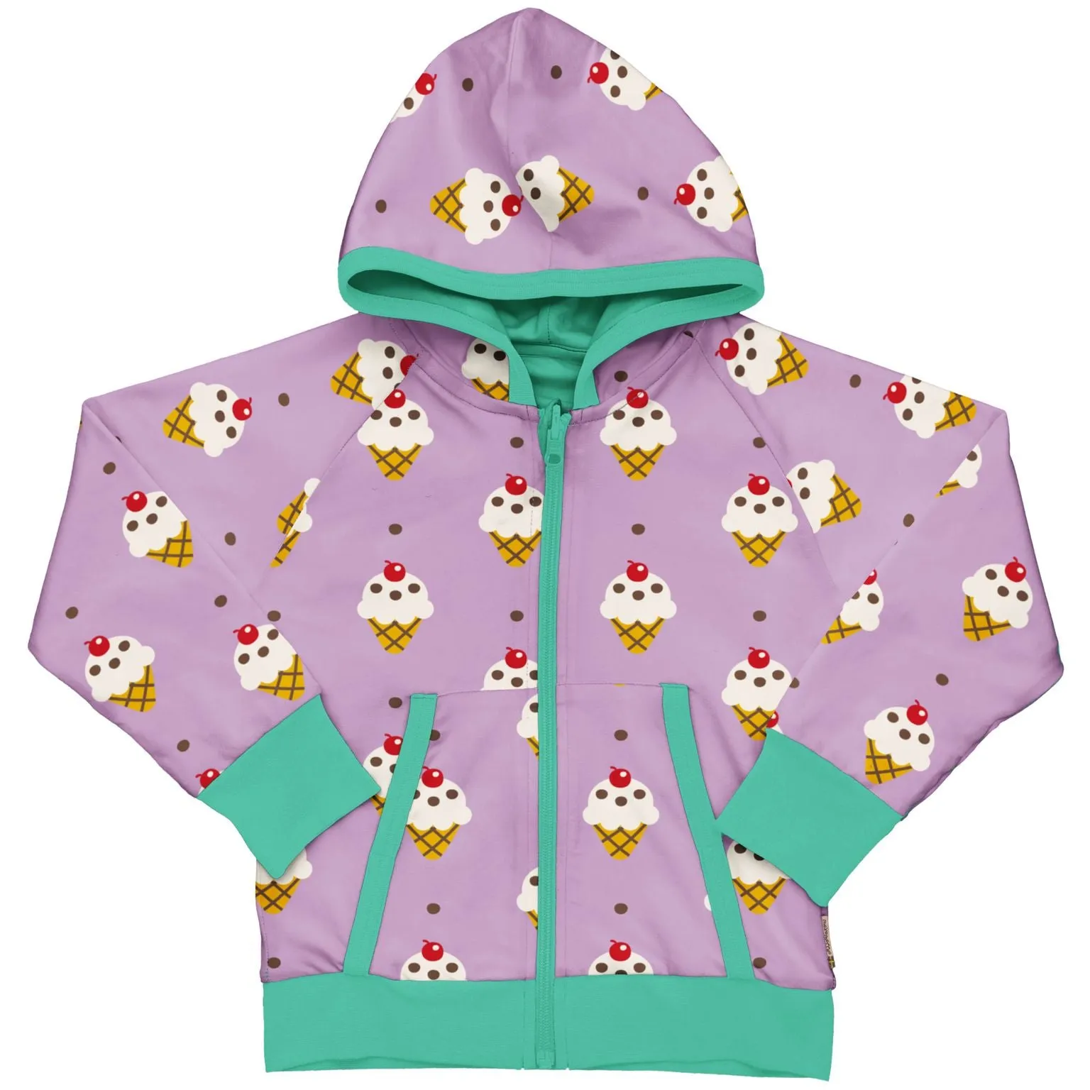 Maxomorra Ice Cream Organic Cotton Reversible Zip Hoodie