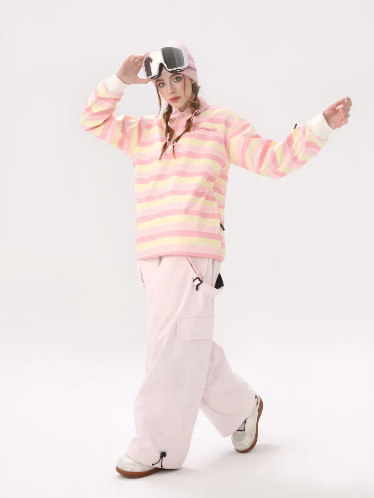 Molocoster Pink Striped Ski Pullover - Women's