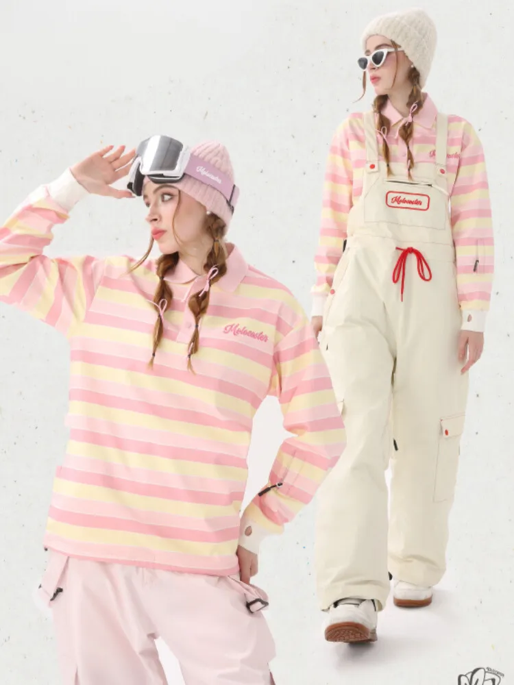 Molocoster Pink Striped Ski Pullover - Women's