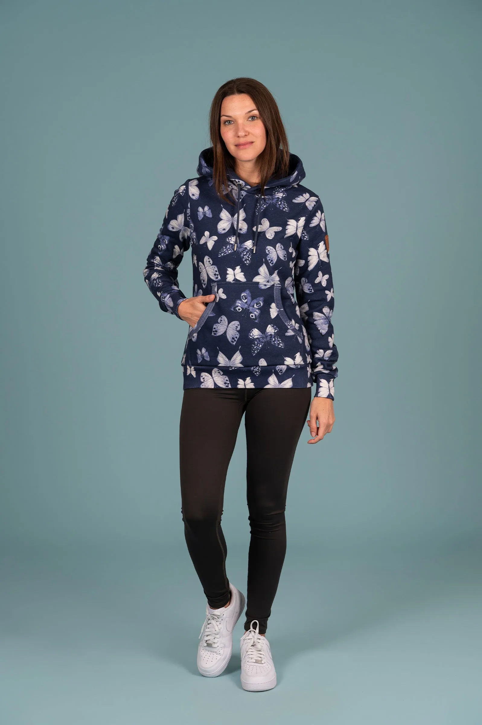 Namya Butterfly Print Hoodie Indigo