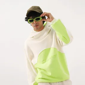 Neon Oversized Boxy Funnel Spliced Hoodie