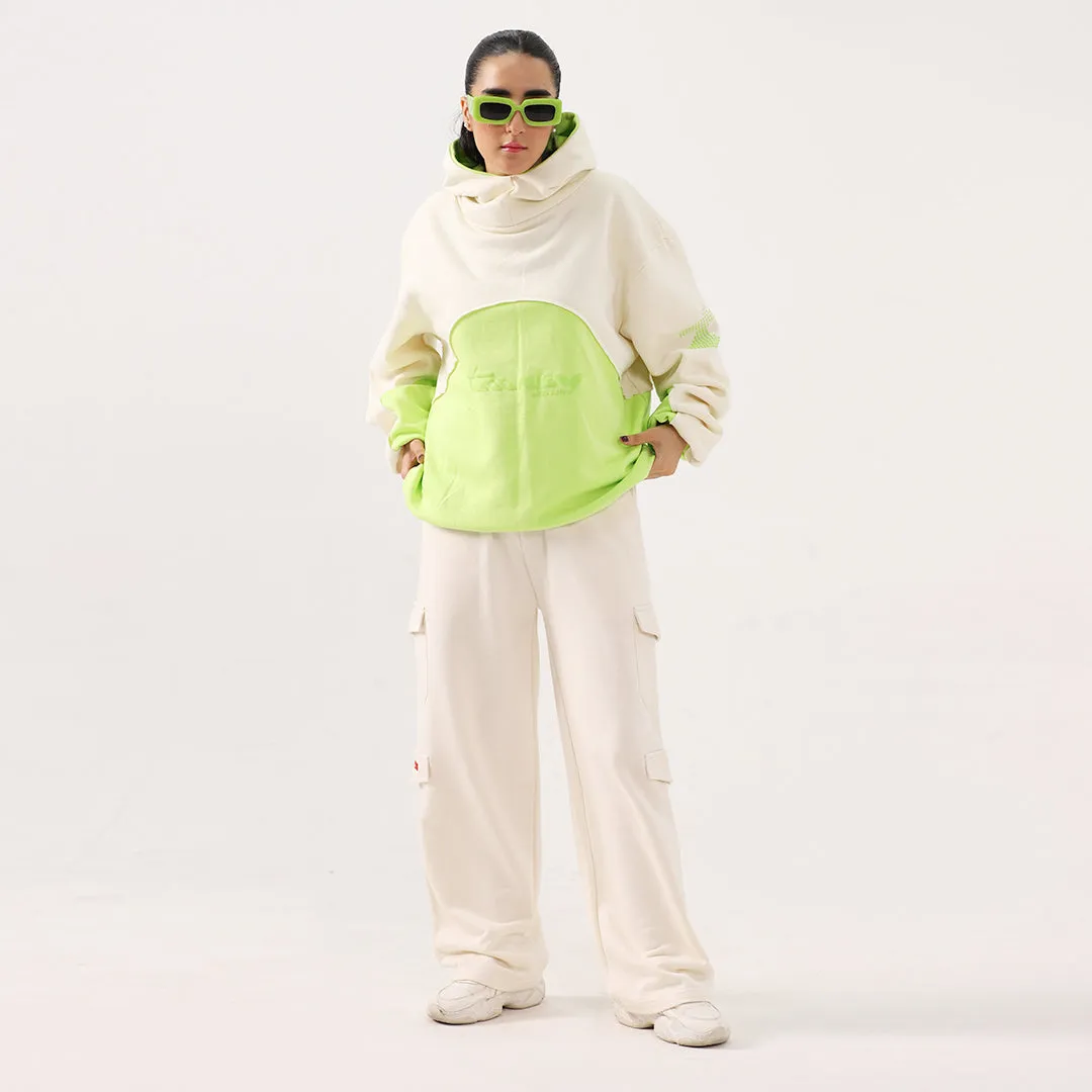 Neon Oversized Boxy Funnel Spliced Hoodie