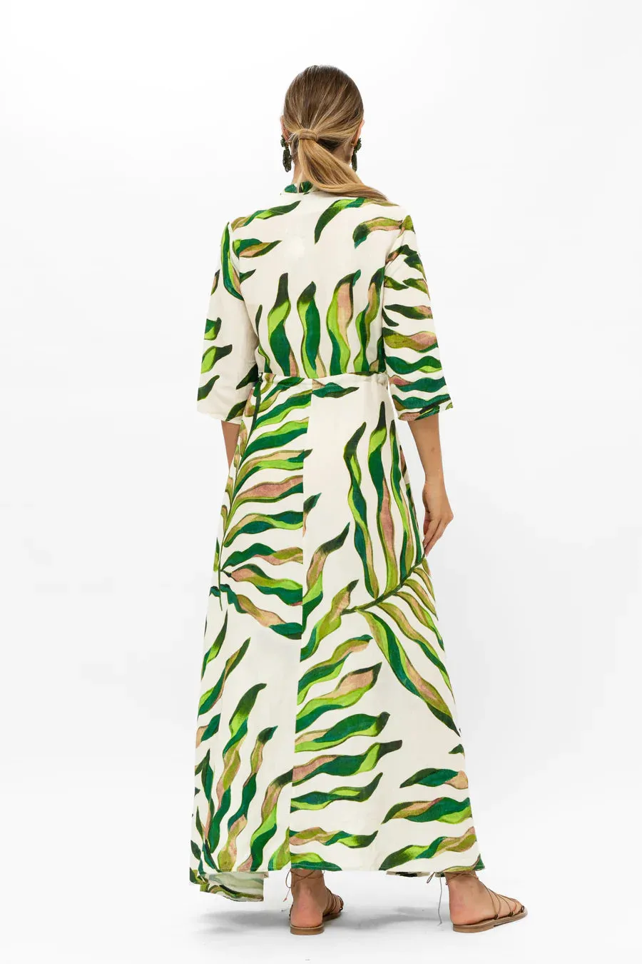 Oliphant Womens Cinched Maxi Shirt Dress in Maldive Green