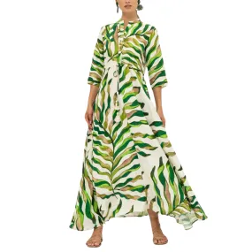 Oliphant Womens Cinched Maxi Shirt Dress in Maldive Green