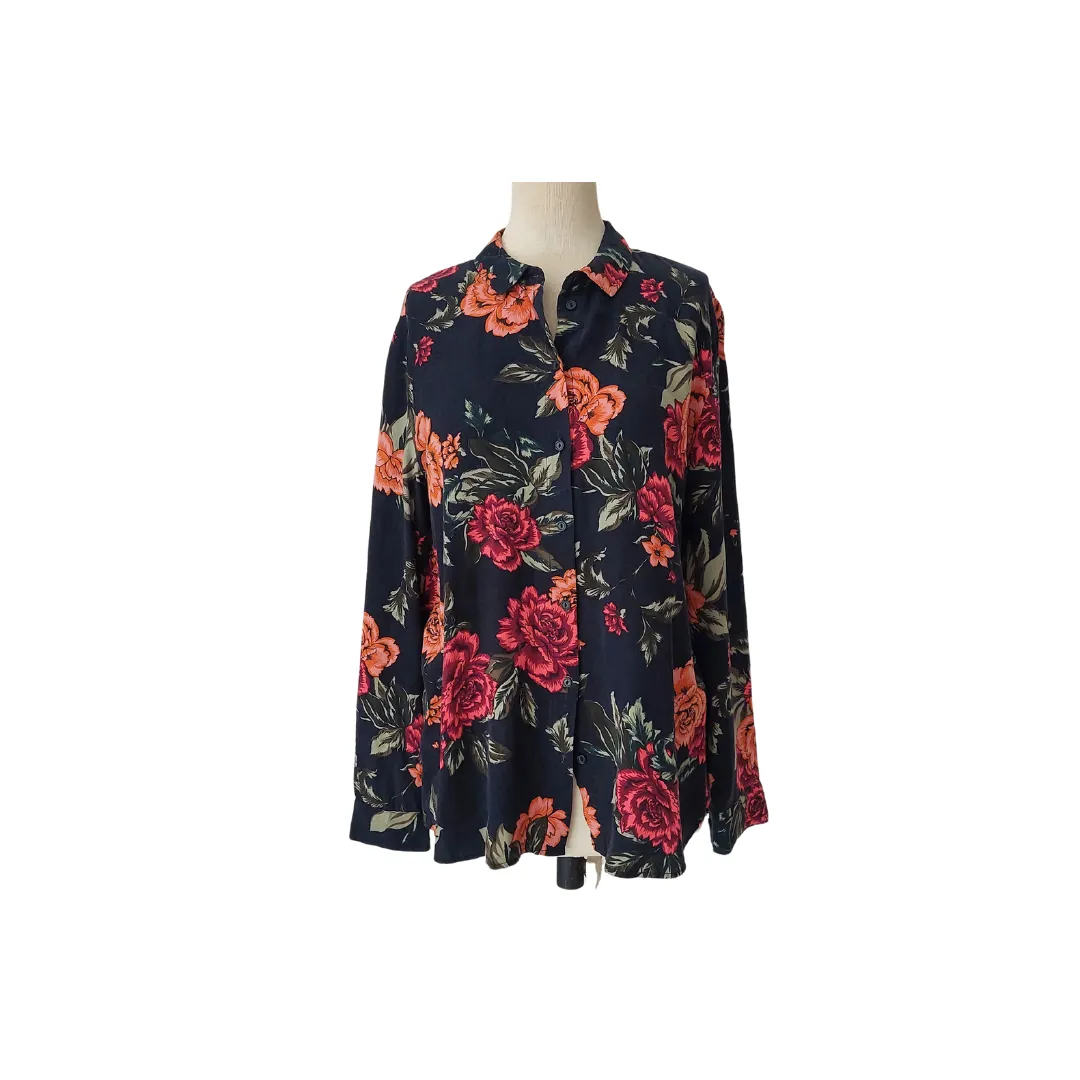 ONLY Black Floral Printed Collared Shirt | pre loved |