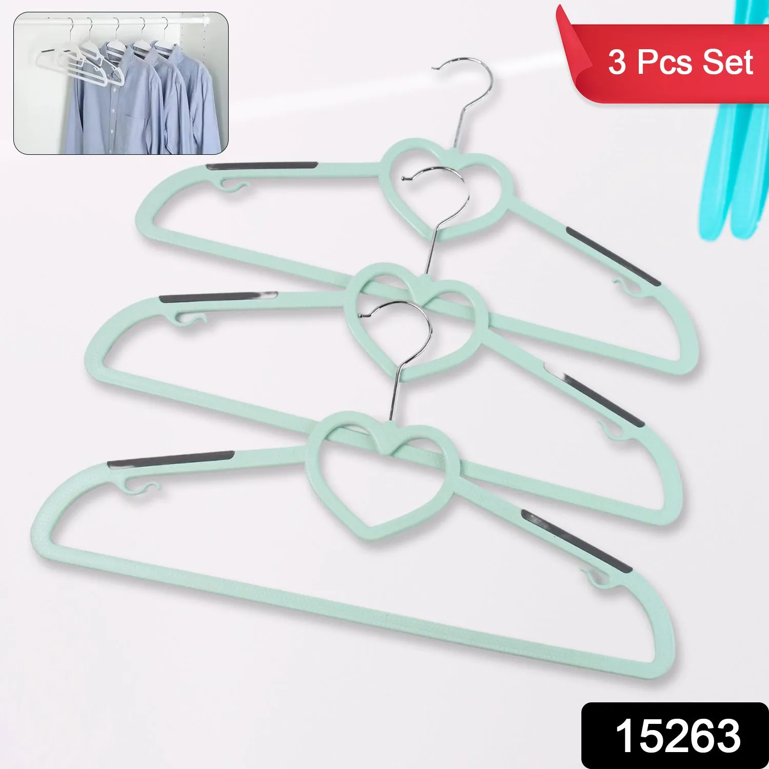 Plastic Clothes Hangers Slim Durable Space-Saving (3 Pcs)