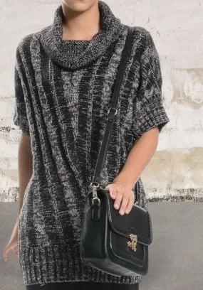 Short sleeve cowl neck sweater