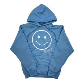 Smiley Face With Buffalo Wordmark Light Blue Hoodie