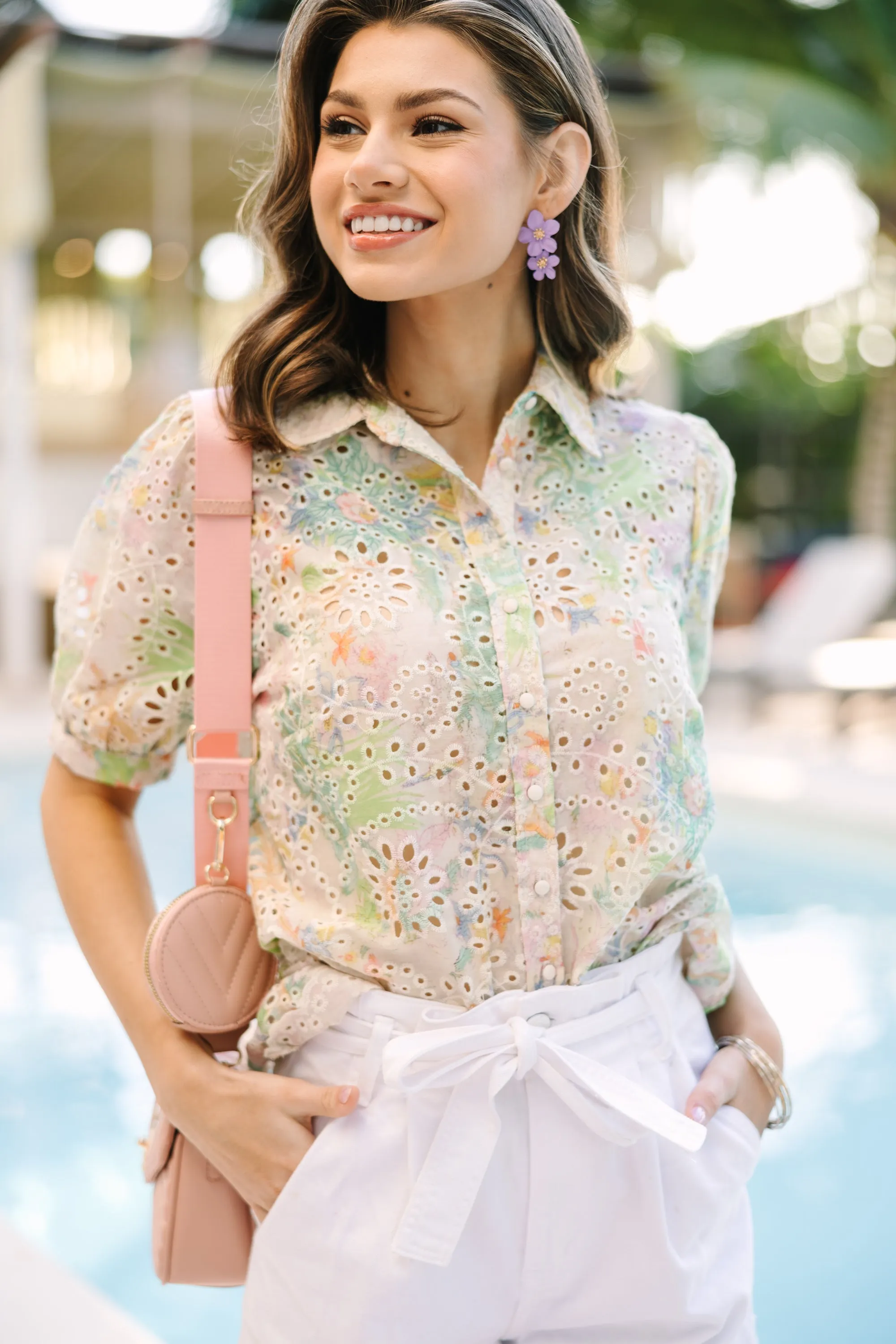 Sounds Of Joy Green Eyelet Blouse