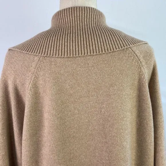 St.JohnTan Zip High Neck Cashmere Sweater