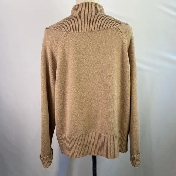 St.JohnTan Zip High Neck Cashmere Sweater