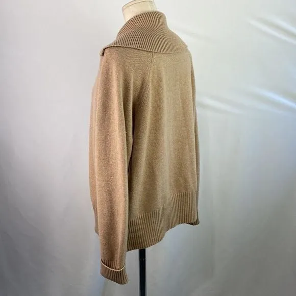 St.JohnTan Zip High Neck Cashmere Sweater