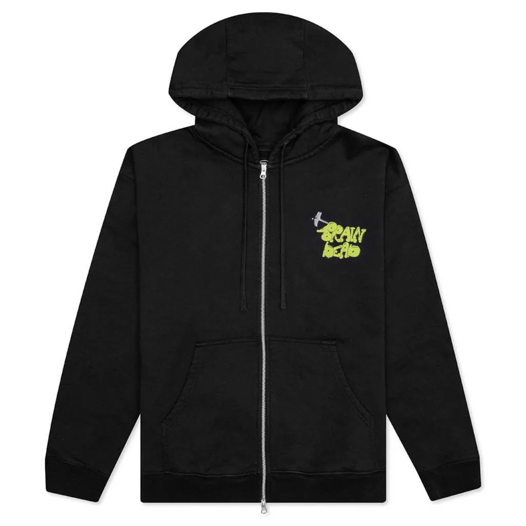 Stoned Head Zip Hooded Sweatshirt - Black