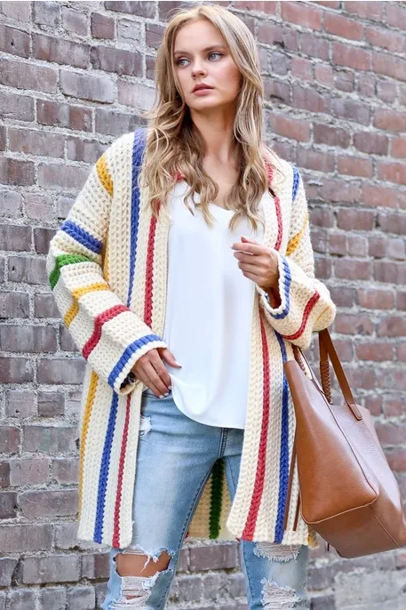 Stripe Chunky Cardigan